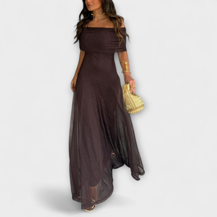 Meadow - Toledo One-Shoulder Mesh Maxi Dress