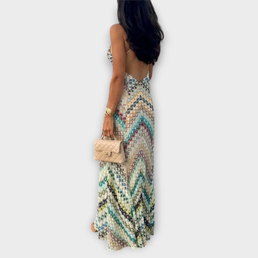 Remi - Missoni Colorful Herringbone Pattern Maxi Dress