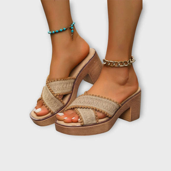Camila | Chunky Heels with Cross Straps